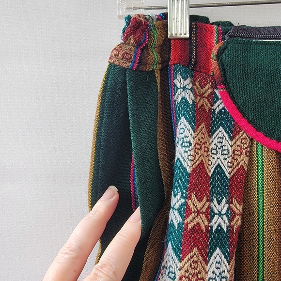 Kilim Peruvian Baggy Cargo Pants Women's Large Boho Folk  Textile Funky Joggers - Picture 4 of 9